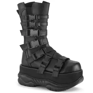 Demonia Men's Neptune-210 Black Vegan Leather Ankle Boots