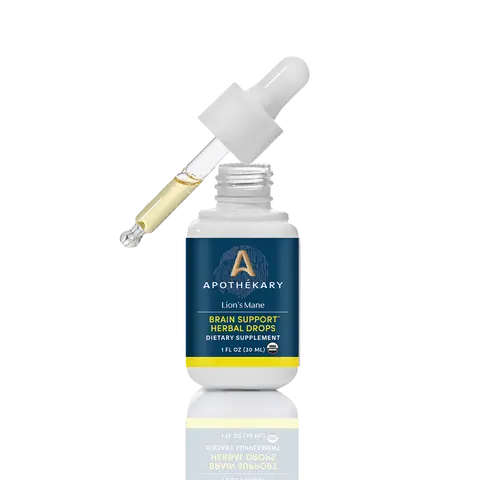 Apothékary Lion’s Mane Brain Support Herbal Drops - Concentrated Single-Herb Extract for Mental Clarity & Focus - Antioxidant Rich, Alcohol-Free, Certified Gluten-Free, Vegan & Cruelty-Free, Third Party Tested, Plant-Based, Made in the USA