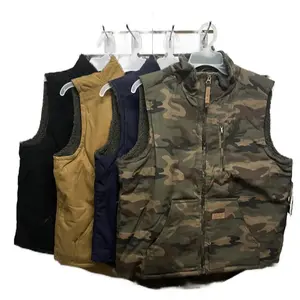 Men's Heavy-Duty Canvas Work Vest - Sherpa Lined Ultra-Warm Windproof Vest - Multi-Pocket Construction & Outdoor Utility Vest