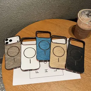 PC Thin Circle Magnetic Suction Mobile Phone Case Apple 17 Frameless Protective Case IPhone 16promax Gold Wire Electroplated Hard Shell