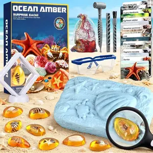 Ocean Dig Kit - 8 Specimens Excavation Kit, Gemstone for Kids, Fossil Ocean Toys Dig Kits for Amber Collection, Ocean Toys for Boys Girls 6 and up Year Old Birthday Gifts，STEM for kids,easter basket stuffers for boys, Childrens Birthday day toys for kids