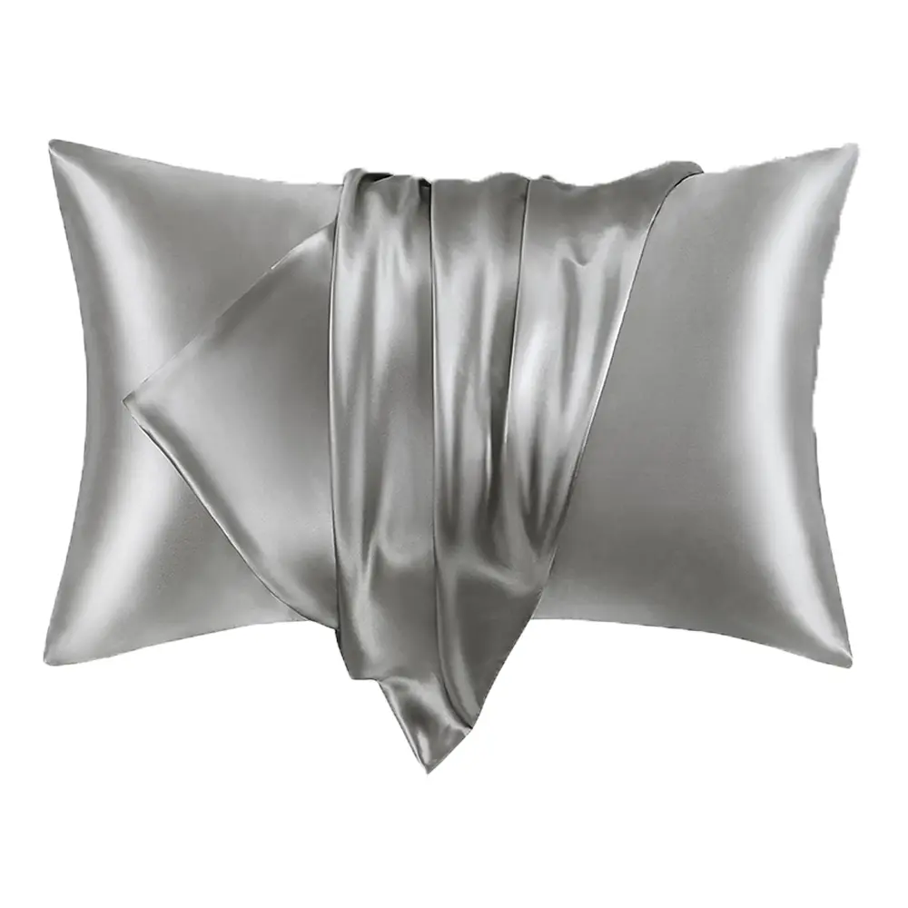 XAKING 2Pcs Silk-Like Satin Pillowcase - Cooling, Soft, Skin-Friendly, Breathable Solid Color, Minimalist, Envelope Closure, Fade-Resistant, Machine Wash, Durable Bedding Accessories, Queen/King Size, Year-Round Use