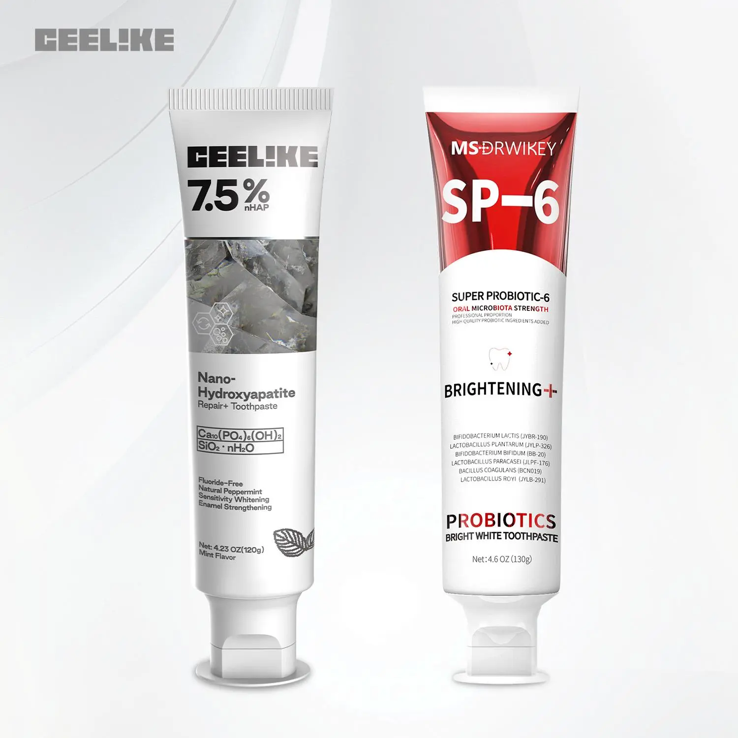 MSDRWIKEY Red SP-6 Super Probiotic & CEELIKE Hydroxyapatite Toothpaste Set, Fresh Breath Whitening Oral Care Toothpaste