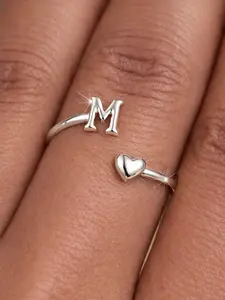 Fashion Initials Ring 26 Letters Gloss Heart Design Stackable Plain Rings for Women & Girls Delicate Jewelry Perfect for Engagement Weddings, Daily Wear Anniversary Gift Heart Shaped Ring