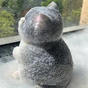 New Cute Cat Soft Squeeze Toys Silicone With Flocking Surface Stress Relief Toy Slow Rebound Cat Pinching Toy for Adults Kids