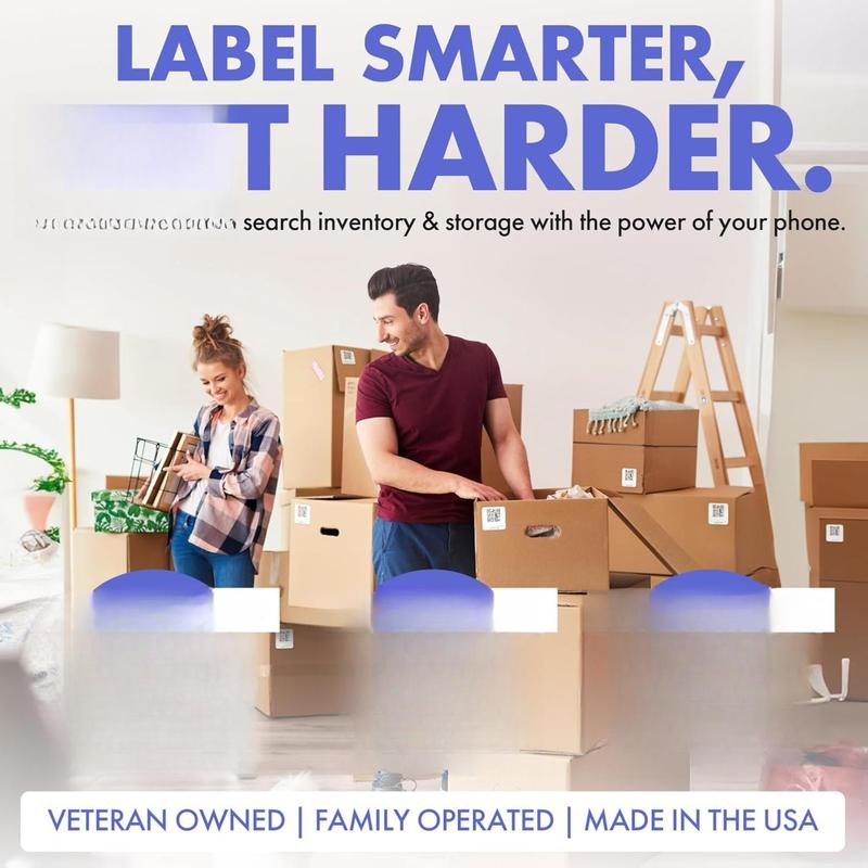 Argosy Durable Weatherproof QR Code Stickers 2x2 Inch 40 Pack USA-Made Smart Labels for Storage Bins Strong Adhesion for Moving Inventory Organization with Free App Included