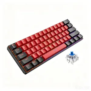 60% Mechanical Gaming Keyboard, 61 Keys Compact Wired Keyboard with Blue Switches, LED Backlit Mini Keyboard for Windows, Mac, Laptop PC, Ideal for Office & Gaming