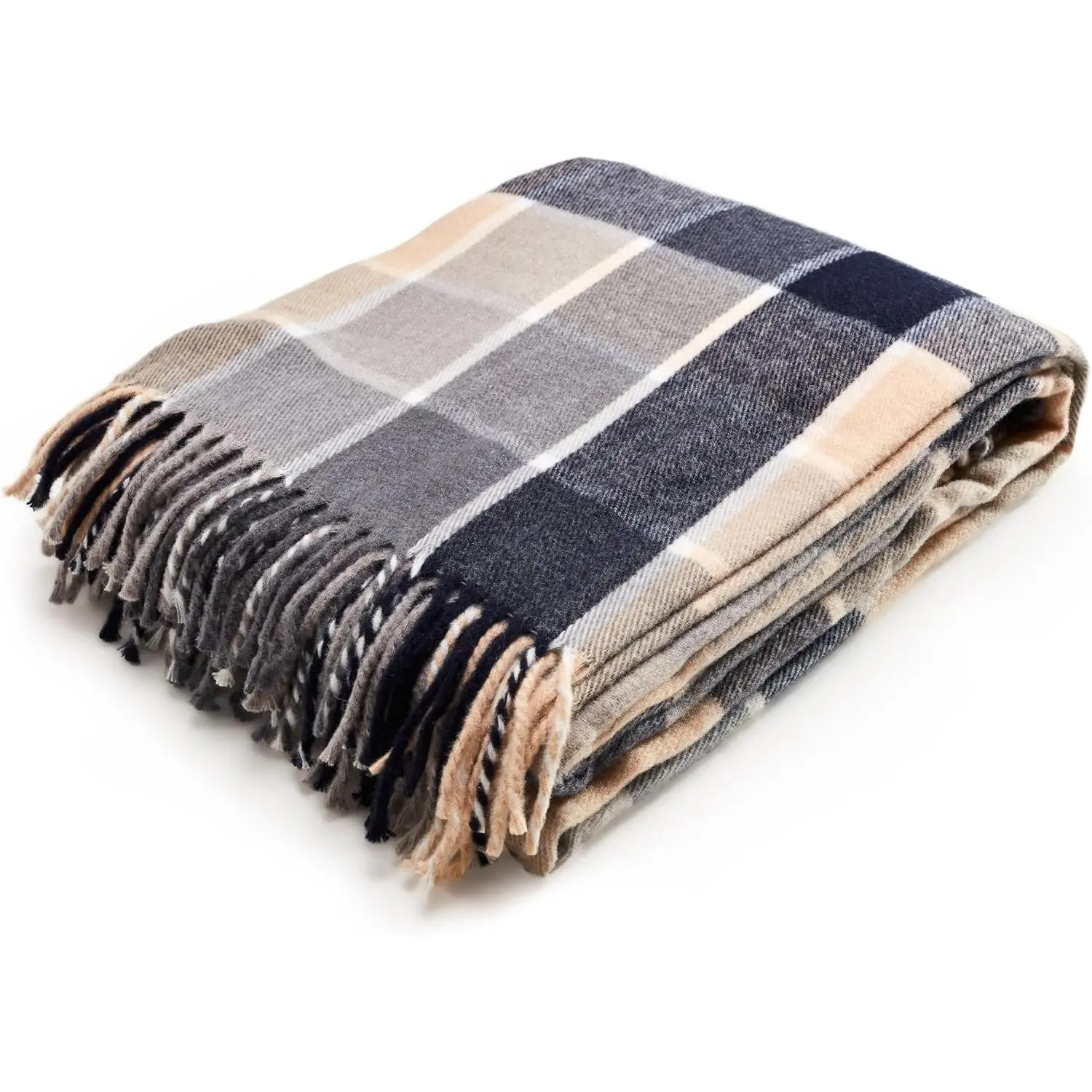 Highlands Collection Queen Size Tartan Plaid Design Throw Blanket Blue, 60x80 inches