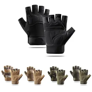 Adjustable Tactical Half Finger Gloves for Men Women Non-Slip Breathable Protective Gloves for Cycling Hiking Training Airsoft Outdoor Daily Use