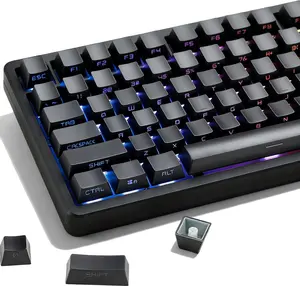 Womier Double Shot PBT Keycaps Set , Key Caps for 100%, 75%, 65%, 60% Gaming Mechanical Keyboards, Black
