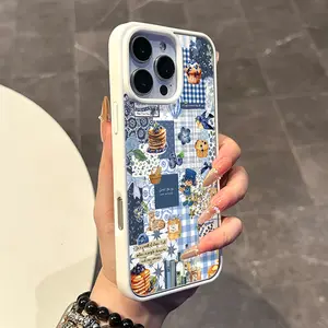 Magnetic Compatible Case for iPhone 17 16 E Pro Max 15 Plus 14 13 12 11 XS XR, Coquette Blue Collage Style | Trendy, Silicone, Lightweight, Shockproof, and Girly Protection