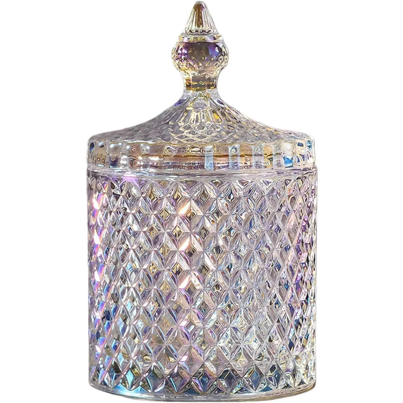 Transparent Crystal Glass Candy Jar with Lid, 300m-10oz Home Organizer Canister, Decorative Gift for Weddings, Multi-Use Storage Bottle for Sugar, Biscuits, Jewelry, Bottles