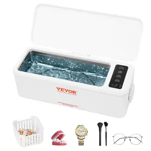 VEVOR Jewelry Cleaner Ultrasonic Machine, Ultrasonic Cleaner Machine 16oz (470ml) with 4 Timer Modes, Portable ultrasonic jewelry cleaner with Cleaning Basket for Eyeglasses, Watches, Dentures, RingsHoliday gifts