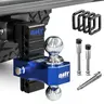 Orion Motor Tech Adjustable Drop Mount Towing Gear, 12500-18500 lbs Heavy Duty Dual Balls, Fits 2&2.5" Receiver, 6"/8" Aluminum Design for Trucks with 3 Anti-Theft Locking Pins for Utility Trailers