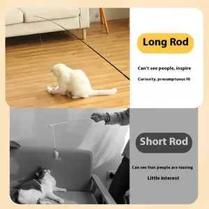 The Unbreakable Cat Teaser Wand Extra Long Durable Interactive Toy for Indoor Cats Cat Fishing Pole Toy with Feather String on Stick Enrichment