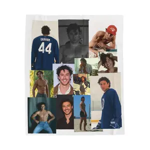 Belmont Cameli Photo Collage Velveteen Plush Blanket | Off Campus | Celebrity Montage, Portrait Grid