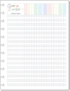 Colorful Classroom Checklist for Discbound Planners, Fits with Circa Letter, Arc by Staples, TUL, Letter Size (8.5'' x 11''), (Planner sold separately)