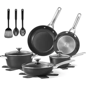 Induction Cookware Set 15-, Pots and Pans Set Non Stick with Ceramic Coating, Induction Pots Set with Stainless Steel Handles & , Oven Safe, Compatible with  Stoves