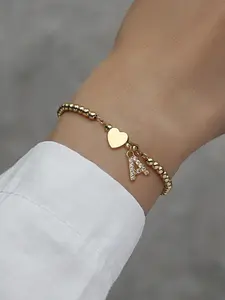 Letter Initial Design Bracelet, Elegant Adjustable Chain Bracelet for Women & Girls, Fashion Jewelry for Party, Daily Decor, Trendy All-match & Exquisite Jewelry for Birthday Gift