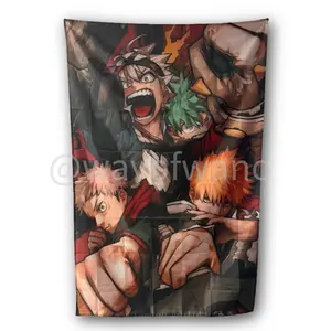 Anime Style Action Wall Flag Tapestry Vertical 5ft Hanging Banner Bedroom Room Decor Aesthetic Hero Clover Soul Jujutsu Art Poster Cloth Wall Decoration for Gaming Room Dorm Studio