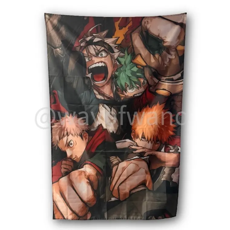 Animation Style Action Wall Flag Tapestry Vertical 5ft Hanging Banner Bedroom Room Decor Aesthetic Hero Clover Soul Jujutsu Art Poster Cloth Wall Decoration for Gaming Room Dorm Studio