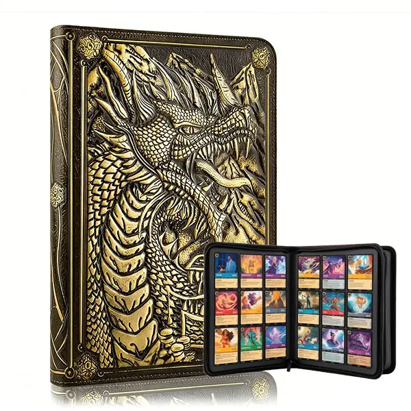Premium Trading Card Binder - 9 Pocket Card Folder 20 Page High Capacity for Lorcana,Pokmon,Dragon Shield,MTG,TCG,Sports Cards,Unique Embossed Dragon Design,360 Side Loading Pockets for Safe Storage