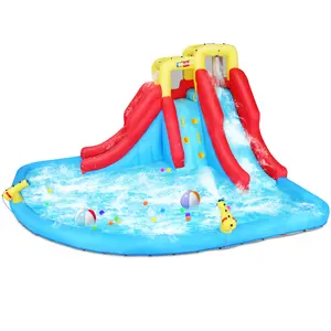 Whubefy 12-in-1 Inflatable Water Slide for Kids,Blow Up Water Park with 440W Blower,Climbing Wall, Splash Pool, 2 Water Squirters, 2 Water Cannons, Double Water Slides with Sprinklers for Gift Party,Christmas Gifts