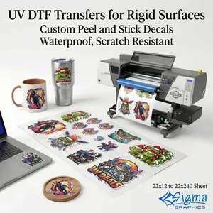 Custom UV DTF Transfers for Rigid Surfaces, Waterproof Peel and Stick Decals for Tumblers, Cups, Glass, Acrylic, Wood and Metal