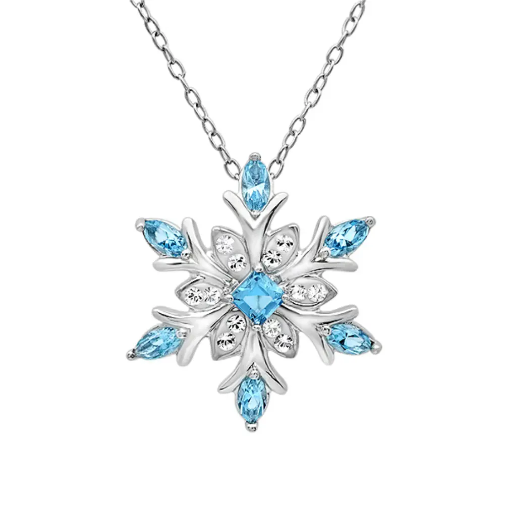 Amanda Rose Collection Sterling Silver Snowflake Pendant Necklace for Women or Girls made with SWAROVSLI CRYSTALS