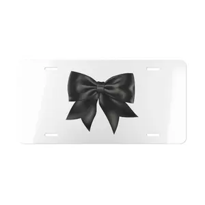 Black Bow Coquette License Plate, Car Accessories, Perfect Gift - Lightweight Aluminum, Pre-Drilled holes, Easy Installation vehicle decor