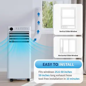 8000 BTU Portable Air Conditioner, for Apartment, Office, Bedroom,Kitchen,Garages,Dorms,3-in-1 Portable AC for Rooms to 350 Sq. Ft. with Cooling, Dehumidifier & Fan Modes, Remote, LED Display, 24H Timer, Window Kit, Small AC Unit for Bedroom, Office