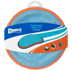 Chuckit! Paraflight Flying Disc Nylon Frisbee Dog Toy for Pools, Large 10.25" for Dogs 60-100 lb, Multicolor