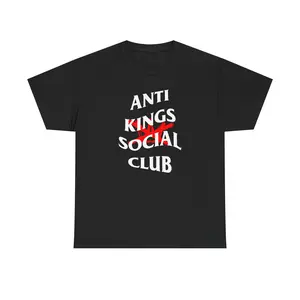 Anti Kings Social Club Classic Unisex T-Shirt Edgy Comfortable Heavy Cotton for Streetwear Style Black All Sizes Trending on TikTok Express Your Rebellious Side Menswear - Multi Size Multi Color