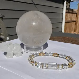 Natural Clear Quartz Crystal Bracelet, Healing Crystal,