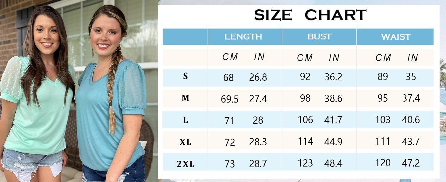 WIHOLL Womens Summer Tops V Neck T Shirts Swiss Dot Puff Sleeve Tops Loose Casual Tshirts SpringStatements Blouse