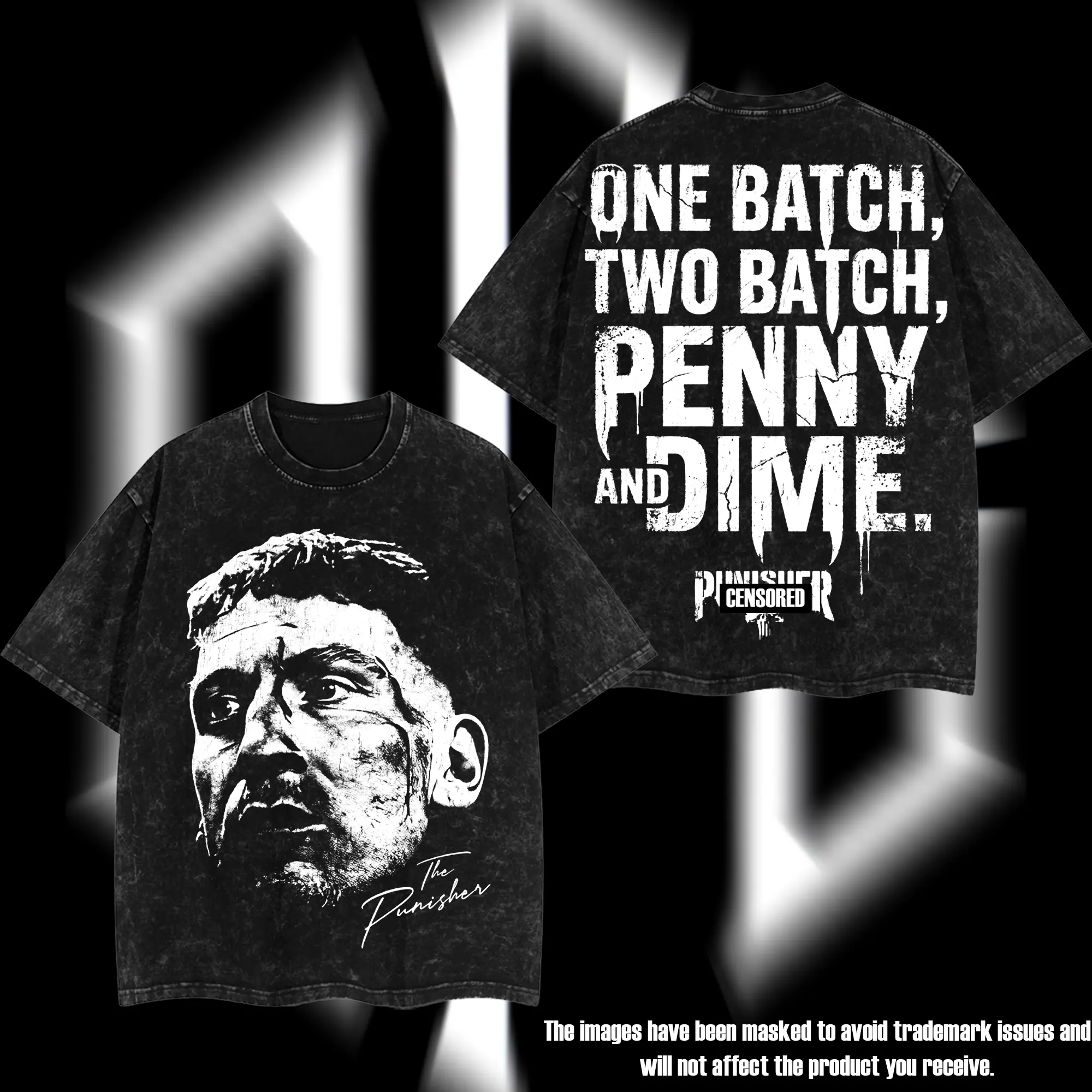 SuperStyle Men's Frank "The Skull Vigilante Punisher" Castle War Machine MCU Comic Edition Apparel - Double-Printed, Oversize, Lightweight, Acid-Washed, Classic Round Neck Seamless Shortsleeve Cotton T-Shirt - TV Series Graphic Design Streetwear