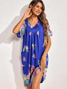 EKOUAER Womens House Dress Floral Print Moo Moos Nightgowns Moomoo Dresses Mumus with Pockets