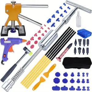 70pcs Dent Puller Kit: Paintless Dent Removal Kit With T-Bar, Golden Lifter, Bridge Puller For Car Dent Repair,car body dent repair tool