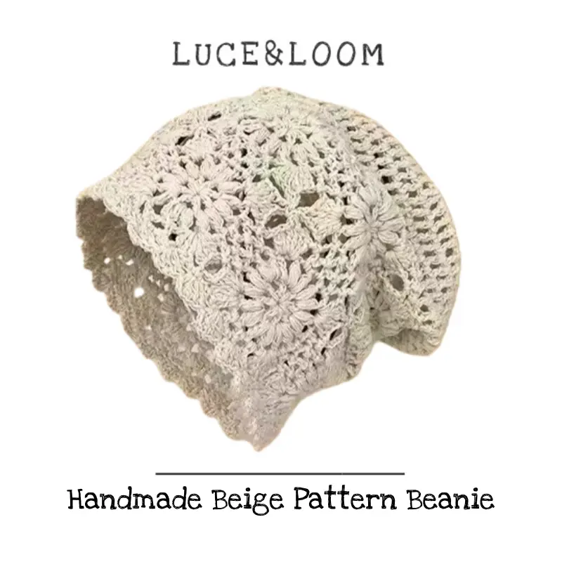 Handcrafted Crochet Hat Beanie - Unisex Hollow-Knit Cool Hat, Breathable Head Cover, Summer Fashion Headwear for Beach, Casual Daily Wear With Designs, Beanies, Crochet Pattern, Acrylic, Party, Birthday, Hollow Knit Cap, School, Everyday