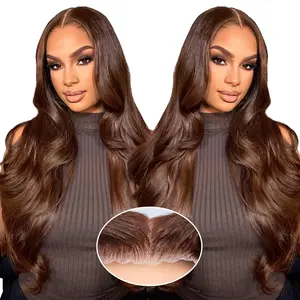 Bling Hair Glueless Wig Human Hair Pre Cut 7x5 9x6 Chocolate Brown Body Wave HD Lace Front Wig for Women 180% Density Pre Plucked Bleached Knots with Baby Hair #4 Colored Lace Wig Human Hair 26 Inch #TikTokShopHolidayHaul