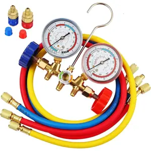 R134A Manifold Gauge Set,3 Way AC Diagnostic Manifold Gauge Set for R134a R12 R22 R404a Refrigerant,Automotive AC Gauge Set with 3Ft Charging and R134a Quick Coupler