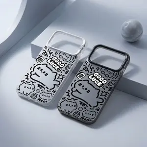 Shockproof Protective Cute Cat Doodle Printed Phone Case Colored Silver Black White Cartoon Pattern For Apple iPhone 17 16 15 14 13 12 11 Pro Max XS XR X 8 7Plus Perfect Gift