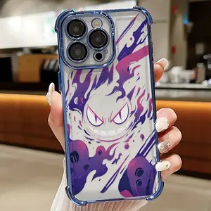 Purple Monster Phone Case Compatible with for iphone 16, 15, 14, 13, 12, 11 Pro Max, X, XR, XS Max, 8, 7 Plus, Featuring a Transparent Soft Back for Drop Protection.