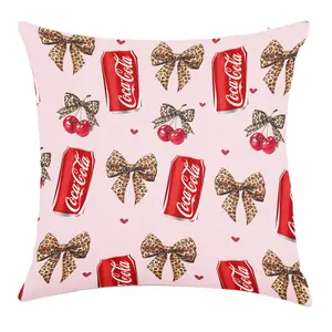 Beverage Leopard Bow Throw Pillow Cover Linen Material,Single-sided printing,No Inserts Included, New decorative items for 2025,Suitable for Sofas and Bedrooms