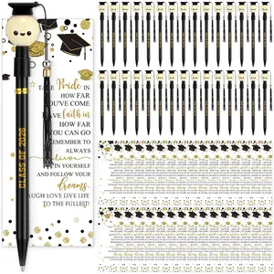 30 Sets Graduation Party Favors Graduation Cap Ballpoint Pen Class of 2026 Pen with Tassel and Bookmark Bulk End of Year  for Guest Grad Party Supplies(Black)