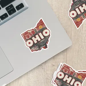 Retro Vinyl State Sticker - Ohio