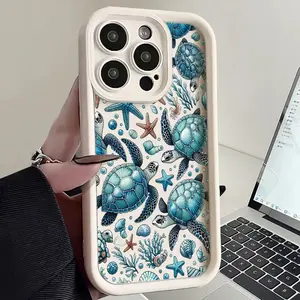 Marine Life Sea Turtle Pattern Phone case for iPhone17/ 16 Pro Max 15 Plus 14 13 12 11 BumperDrop Protaection Rugged Durable Back Cover fashion gift Full Body Protection Shockproof Soft Silicone Cover
