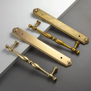 2 Pack Antique Brass Cabinet Pulls with Backplate, Zinc Alloy Vintage Cabinet Handles,Kitchen/Bedroom Cabinet Hardware