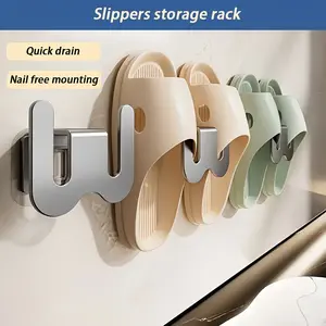 3-Piece Bathroom Slipper Rack, Wall-Mounted Toilet Shelf, Shoe Storage Cabinet Behind Toilet, Hanging Drain Rack for Bathroom Accessories