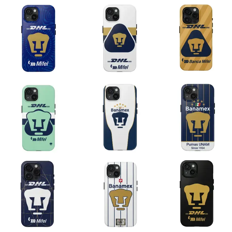 Pumas UNAM Soccer Jersey Phone Case for iPhone X-17, DHL Banamex Inspired Premium Matte Durable Protective Cover, Football Fan Gift Accessories with Enhanced Protection